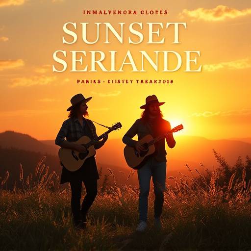 Album cover for 'Sunset Serenade' by The Wandering Troubadours